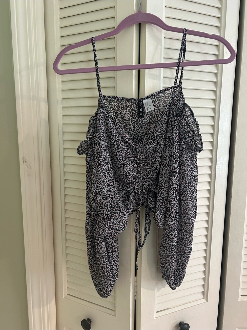 H&M Floral Drawstring Spaghetti Strap Top